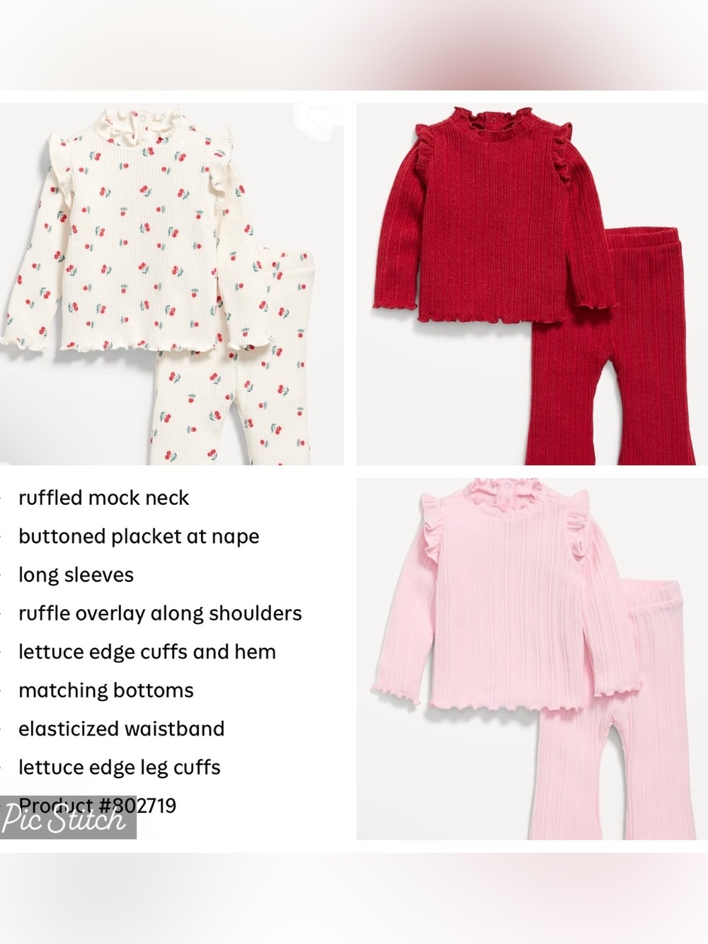Cozy Long-Sleeve Ribbed Ruffle-Trim Top and Pants Set BUNDLE of 12-18 months